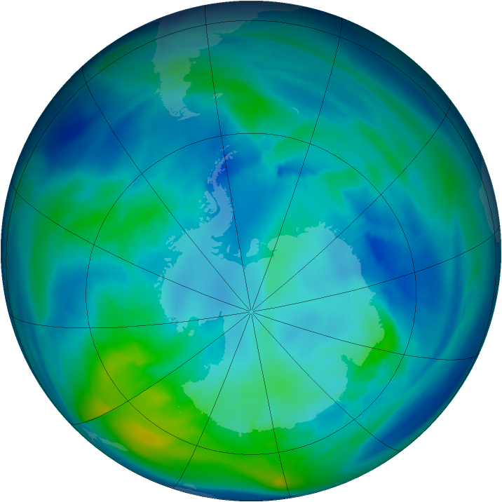 Antarctic ozone map for 23 April 2005